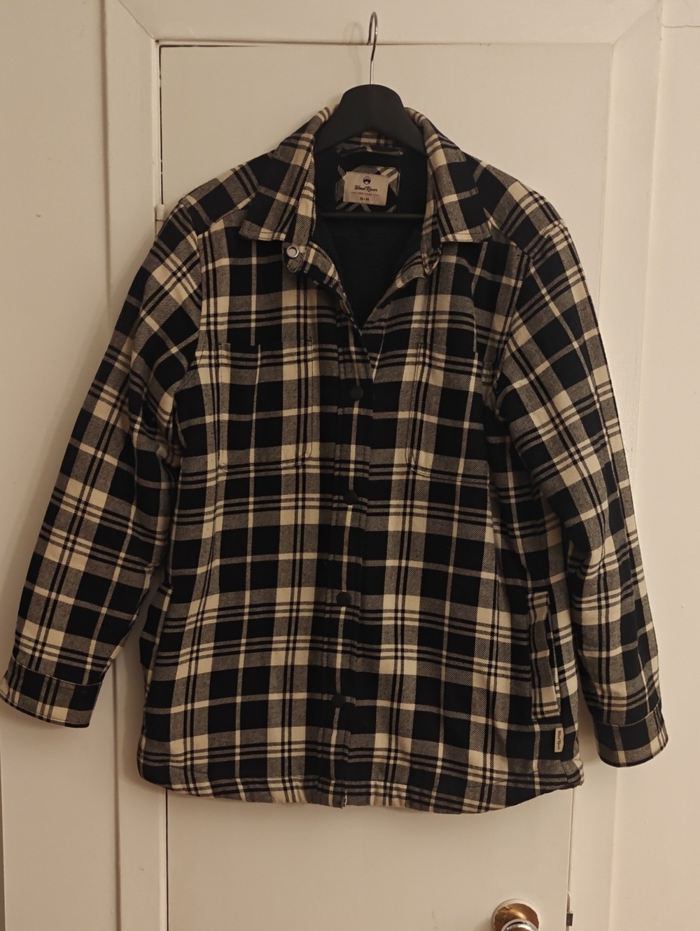 Wind River Heritage Black & Cream Plaid Button-Front Sherpa Lined Jacket